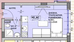Обзаведен едностаен апартамент за продажба в стария град на Поморие – на пешеходно разстояние от централния плаж