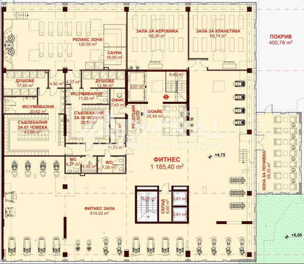 Търговско помещение с предназначение ФИТНЕС в ж.к Славейков, Бургас